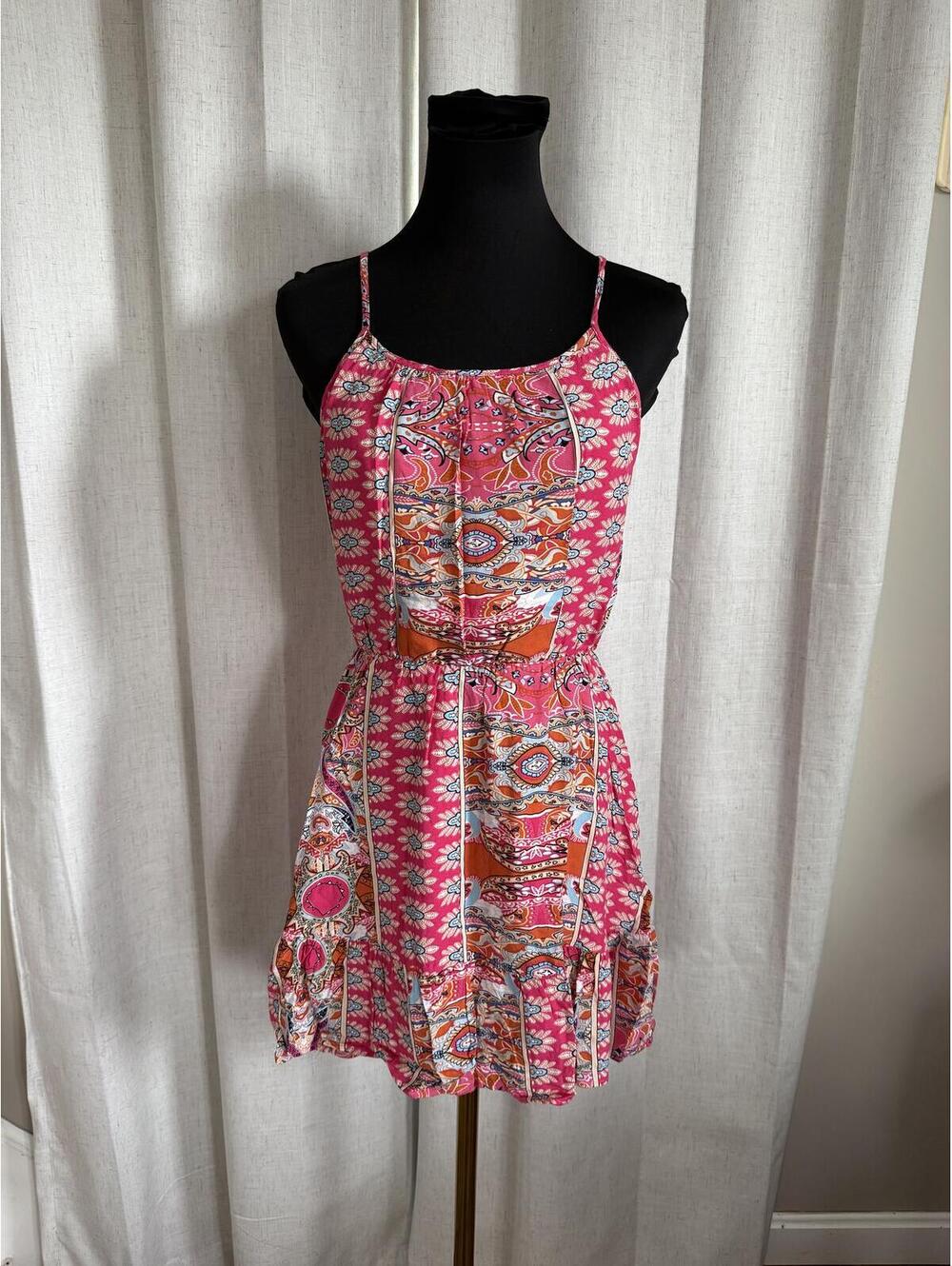 PrettyGarden Pink Patterned Sleeveless Summer Dress Size S